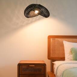 Rattan Lamp Shade - Woven - Handmade Interesting Shades Pretty Decor Boho Home - thumbnail 2
