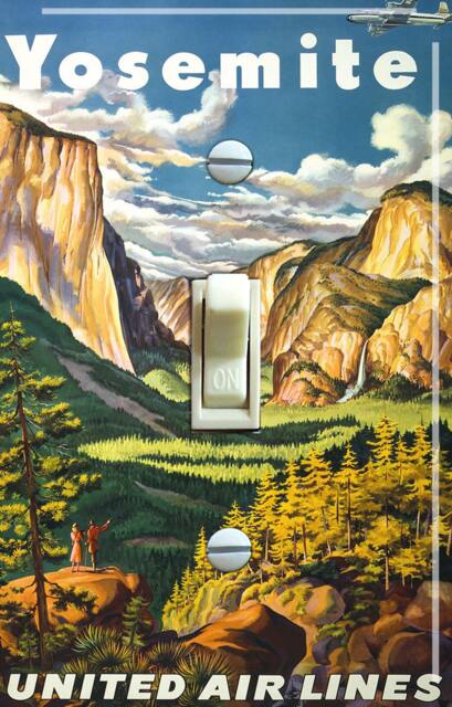 Yosemite Vintage Travel Poster, Switch Plate Cover, Wall Plate, Single/Double, Home Decor - image 1