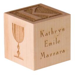 First Communion Confirmation Block - Personalized Religious Keepsake Maple Engraved Cube 2-4 Inches