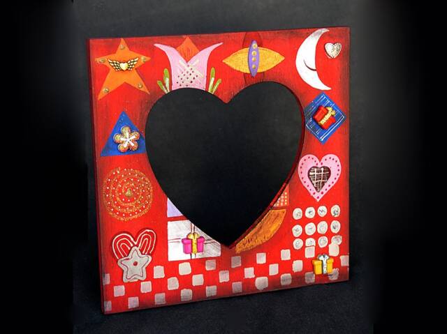 Blinging Heart Frame, A Hand Painted Wooden Photo Frame Celebrating The Loves Of Our Lives - image 1