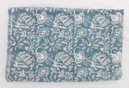 Floral Kantha Quilt, Indian Handmade Cotton Bedspread, Queen/Twin - thumbnail 1