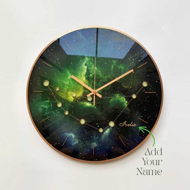 Capricorn Zodiac Personalized Gift Glow in The Dark Glass Wall Clock For Her - image 1