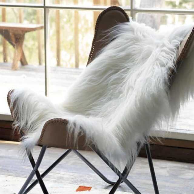 Amazing Icelandic Genuine Soft Long Wool Sheepskin Rug White-Ivory - image 1