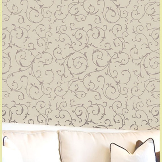 Wall Stencil Lily Scroll - Reusable Stencils For Easy Diy Decor - image 1