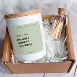 Retirement Candle Gift For Her Or Him, No More Monday Mornings Funny Soy Wax - thumbnail 3