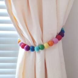 Curtain Tie Backs Nursery Rainbow Curtain Tiebacks Girl Pom Kids Tieback Felt Ball Holdback Bedroom Accessories