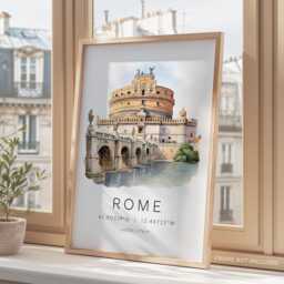 Castel Sant'angelo Rome, Rome Landmarks, Art Print, Italy Roma Poster, Travel Gift, Housewarming Wall - thumbnail 3
