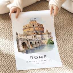 Castel Sant'angelo Rome, Rome Landmarks, Art Print, Italy Roma Poster, Travel Gift, Housewarming Wall - thumbnail 2
