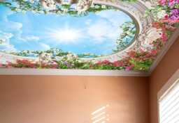 Sky Through Flowers Ceiling Wall Murals Sticker Decor Leaves Green Branch Living Room Customizable Decals
