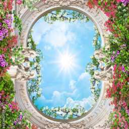 Sky Through Flowers Ceiling Wall Murals Sticker Decor Leaves Green Branch Living Room Customizable Decals - thumbnail 4