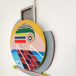 Abstract Geometric Wood Sculpture Birch & Aluminum Wall Art - thumbnail 4