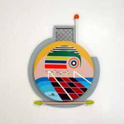 Abstract Geometric Wood Sculpture Birch & Aluminum Wall Art - thumbnail 2
