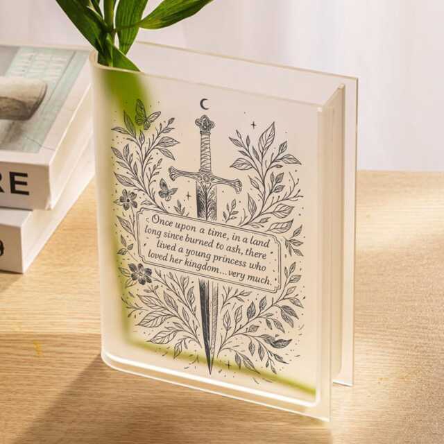 Throne Of Glass Book Vase, Aelin Galathynius Quote Acrylic Once Upon A Time Fan Decor, Acotar Rhysand Bookish Lover Gift - image 1