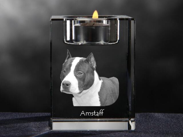 American Staffordshire Terrier, Crystal Candlestick With Dog, Souvenir, Decoration, Limited Edition, Collection - image 1