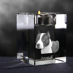 American Staffordshire Terrier, Crystal Candlestick With Dog, Souvenir, Decoration, Limited Edition, Collection - thumbnail 2