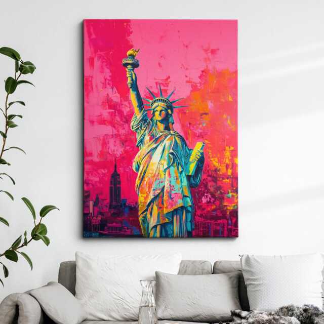 statue Of Liberty New York City Usa Abstract Modern Oil Painting Wall Art Framed Canvas Poster Print Home Living Room Decor Gifts - image 1