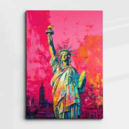 statue Of Liberty New York City Usa Abstract Modern Oil Painting Wall Art Framed Canvas Poster Print Home Living Room Decor Gifts - thumbnail 3