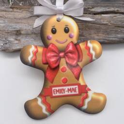 Personalised Gingerbread Man Christmas Ornament Acrylic Child's Decoration, Tree Decoration, Customised Bauble - thumbnail 4