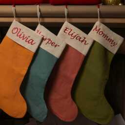 Embroidered Linen Christmas Stocking Personalized Family Holiday Decor - thumbnail 2