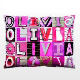 Personalized Pillow Featuring Olivia in Photos Of Pink Sign Letters Custom Couch Cushions Colorful Pillows Photo Pillow Sofa Pillows