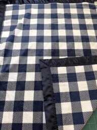 Free Embroidery Navy Blue Buffalo Check Double Minky Baby Blanket With Satin Binding - thumbnail 1