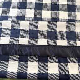 Free Embroidery Navy Blue Buffalo Check Double Minky Baby Blanket With Satin Binding - thumbnail 2