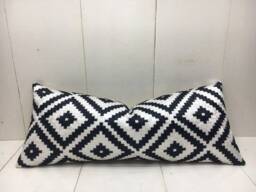 Handwoven Silk Pillow Cover 10x24, Modern Ikat Cushion - thumbnail 1