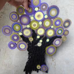 Abstract Paper Tree Wall Art Purple, Yellow, & Green Quilling - thumbnail 3