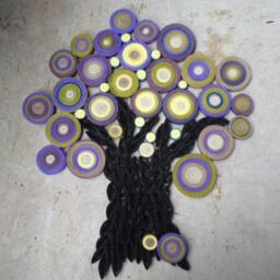 Abstract Paper Tree Wall Art Purple, Yellow, & Green Quilling - thumbnail 2