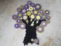Abstract Paper Tree Wall Art Purple, Yellow, & Green Quilling - thumbnail 1