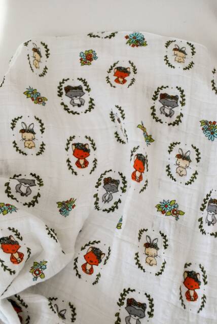 Boho Woodland Animal Swaddle Blanket, Newborn Gauze 100% Cotton Blanket For Newborns & Toddlers, Baby Shower Gift - image 1