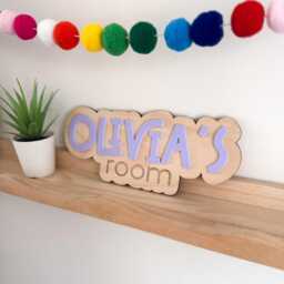 Personalised Children's Room Sign, Wooden Nursery Wall Art - thumbnail 3