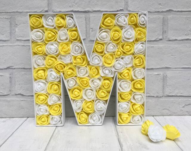 Yellow & White Rose Letter Floral Bedroom Decor, Birthday Gift - image 1