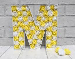 Yellow & White Rose Letter Floral Bedroom Decor, Birthday Gift - thumbnail 1