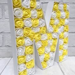 Yellow & White Rose Letter Floral Bedroom Decor, Birthday Gift - thumbnail 2