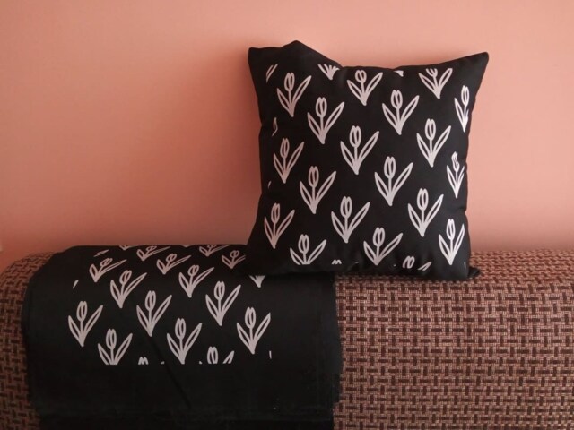 Black & White Tulip Pillow, Printed Pillowcase, Cuscion, Decorative Home Textile, Unique Pillow, Car Pillow - image 1