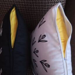 Black & White Tulip Pillow, Printed Pillowcase, Cuscion, Decorative Home Textile, Unique Pillow, Car Pillow - thumbnail 2