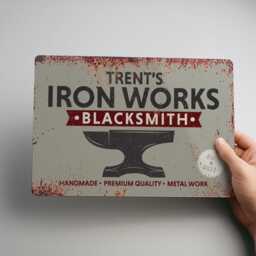 Personalised Blacksmith Workshop Sign Metal Wall Art Custom Welding Shop Plaque Garage Decoration - thumbnail 3