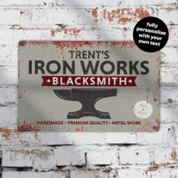 Personalised Blacksmith Workshop Sign Metal Wall Art Custom Welding Shop Plaque Garage Decoration - thumbnail 1