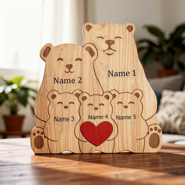 Koala Family Puzzle, Mothers Day Gift, Keepsake Thoughtful Personalised Decor, Of 2-6 Ornament, Wooded Home Decor - image 1