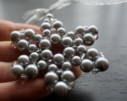 Modern Christmas Tree Ornament Silver Gray Pearl Snowflake Beaded Crystal Star Christmas Decor Holiday Decorations
