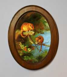 Light Oak Oval Wooden Framed Picture, Archibald Thorburn, Dormice, Art Print, Wall Hanging, Antique Vintage Style - thumbnail 1