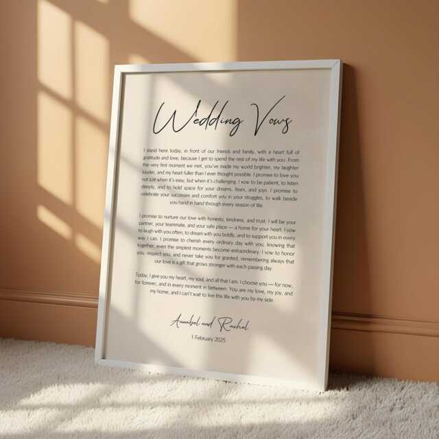 Custom Wedding Vows Print - Personalized Promise Wall Art Anniversary Gift First Paper - image 1