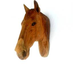 "Horse Head Wood Carving Natural Teak Hand Carved Rustic Driftwood Reclaimed Wall Hanging Home Art Decor/Gift 20""x8.5" - thumbnail 2