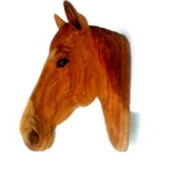 "Horse Head Wood Carving Natural Teak Hand Carved Rustic Driftwood Reclaimed Wall Hanging Home Art Decor/Gift 20""x8.5" - thumbnail 3