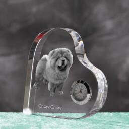 Chow Chow - Crystal Clock in The Shape Of A Heart With Image Pure-Bred Dog - thumbnail 2