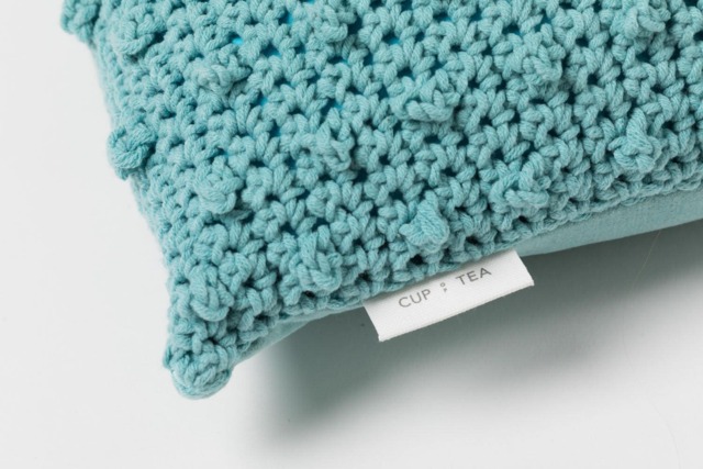 Crochet Dotted Pillow . Mint - Cushion Throw Cover Blue Couch Sofa - image 1