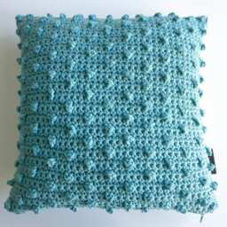 Crochet Dotted Pillow . Mint - Cushion Throw Cover Blue Couch Sofa - thumbnail 4