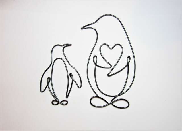Penguin Gift Wire Wall Art Decor Sign Christmas Ornament, Mom & Baby Gifts Bedroom Nursery New Mom - image 1