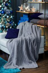 Warm Cable Knit Throw, Knitted Bedspread, Chunky Blanket